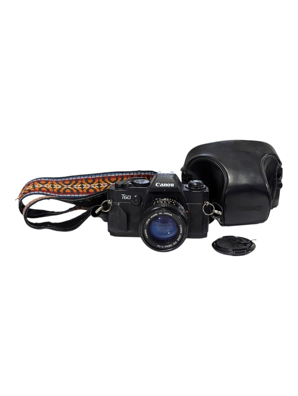 Canon T60 35mm SLR Film Camera w/ FD 50mm f/1.4 Lens & Case